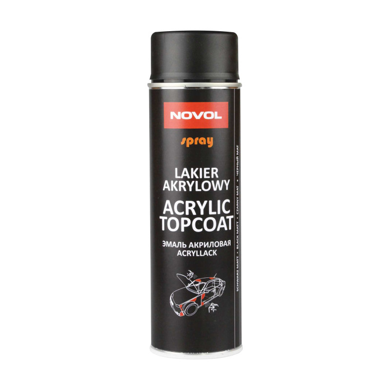 Lakier akrylowy Novol TOPCOAT czarny mat 500ml spray